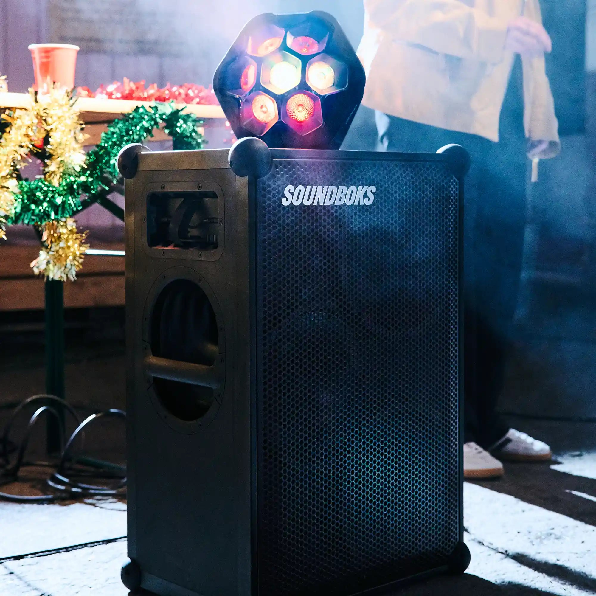 The Soundboks 4 with the Lightboks on top of it